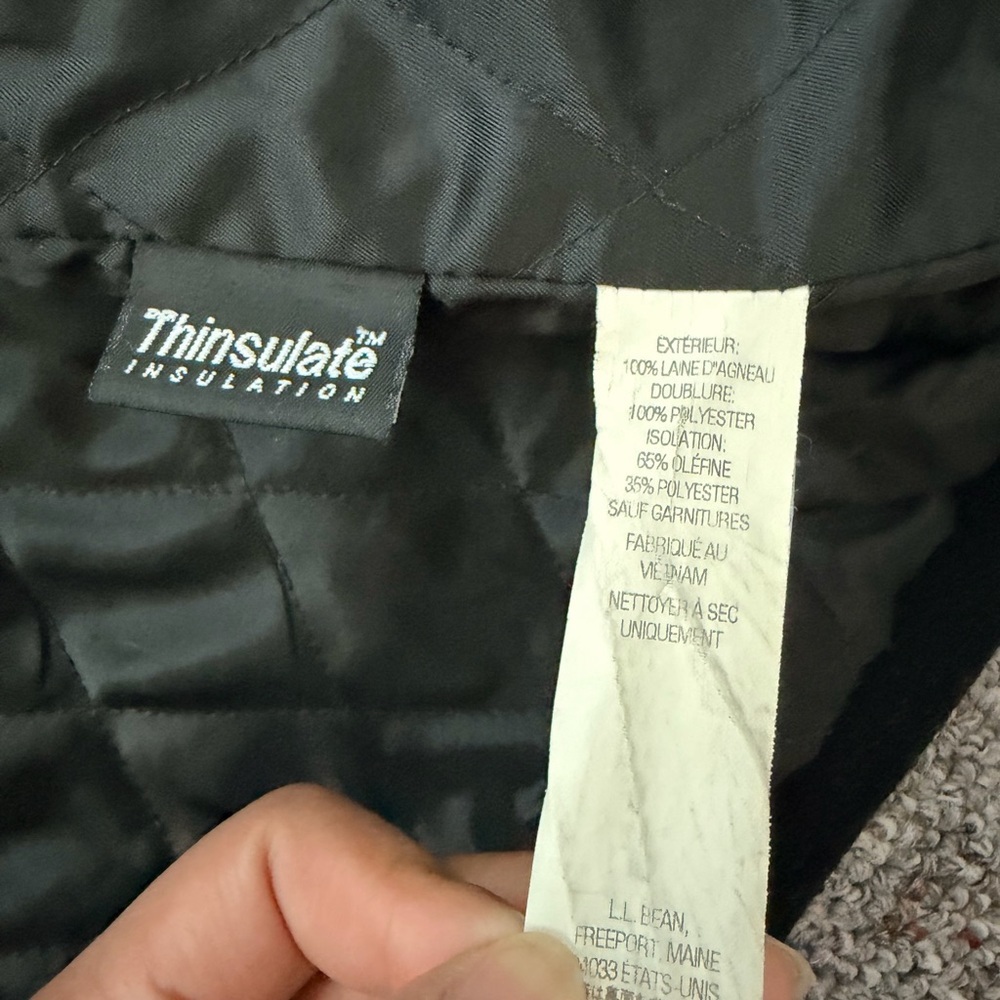 L.L. Bean 100% Lambswool Men Classic Black Peacoat Double breasted 2XL - Picture 6 of 10